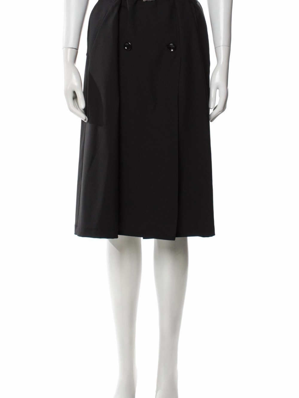 Max Mara Black High Waist Belted Midi Skirt Wool Blend XS